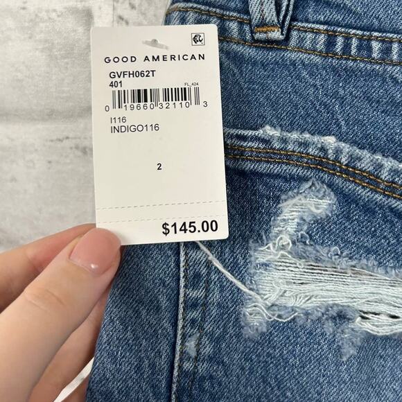 Good American Good Vintage Frayed Hem in Indigo116 Sz 2/26 NEW - Picture 10 of 16